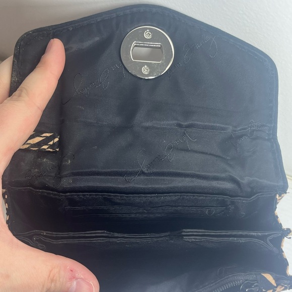 Vera Bradley Quilted Trifold Wallet Brown Black Geometric Zip Coin Pouch - Picture 5 of 6